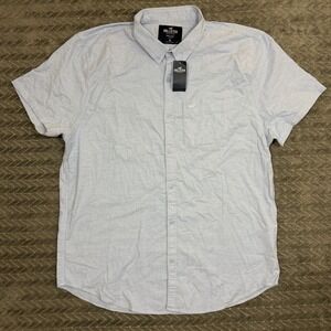 New Hollister Epic Flex Stretch shirt XL Short Sleeve Button Up Shirt Blue Prepp